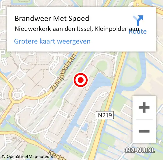 Locatie op kaart van de 112 melding: Brandweer Met Spoed Naar Nieuwerkerk aan den IJssel, Kleinpolderlaan op 6 december 2022 20:55