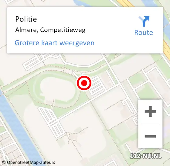 Locatie op kaart van de 112 melding: Politie Almere, Competitieweg op 6 december 2022 21:09