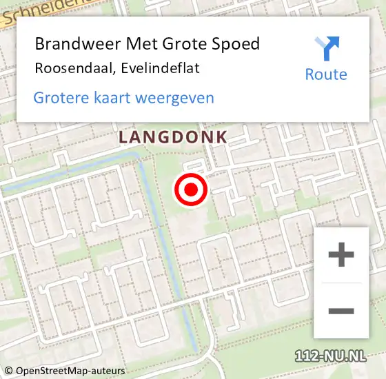 Locatie op kaart van de 112 melding: Brandweer Met Grote Spoed Naar Roosendaal, Evelindeflat op 6 december 2022 21:45