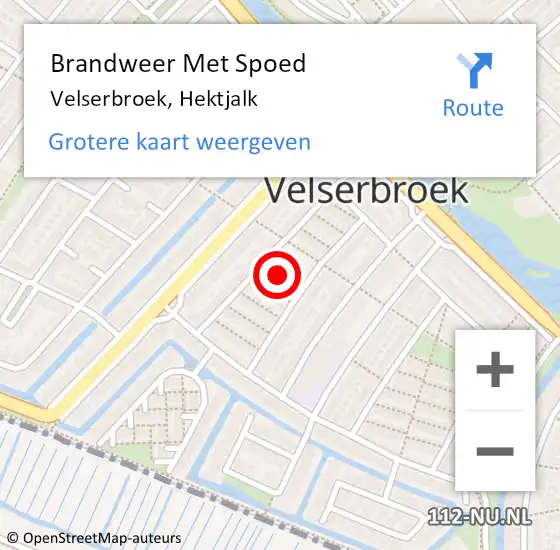 Locatie op kaart van de 112 melding: Brandweer Met Spoed Naar Velserbroek, Hektjalk op 6 december 2022 21:45