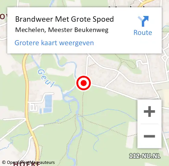 Locatie op kaart van de 112 melding: Brandweer Met Grote Spoed Naar Mechelen, Meester Beukenweg op 6 december 2022 22:20