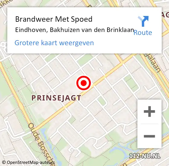 Locatie op kaart van de 112 melding: Brandweer Met Spoed Naar Eindhoven, Bakhuizen van den Brinklaan op 6 december 2022 22:24