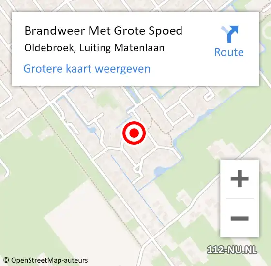 Locatie op kaart van de 112 melding: Brandweer Met Grote Spoed Naar Oldebroek, Luiting Matenlaan op 6 december 2022 22:57