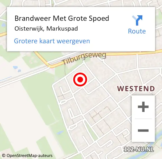 Locatie op kaart van de 112 melding: Brandweer Met Grote Spoed Naar Oisterwijk, Markuspad op 6 december 2022 23:14