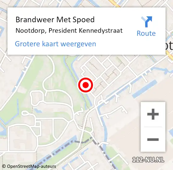 Locatie op kaart van de 112 melding: Brandweer Met Spoed Naar Nootdorp, President Kennedystraat op 6 december 2022 23:35