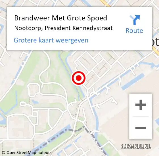 Locatie op kaart van de 112 melding: Brandweer Met Grote Spoed Naar Nootdorp, President Kennedystraat op 6 december 2022 23:37