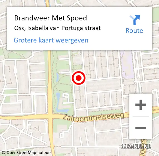 Locatie op kaart van de 112 melding: Brandweer Met Spoed Naar Oss, Isabella van Portugalstraat op 6 december 2022 23:46