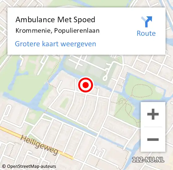 Locatie op kaart van de 112 melding: Ambulance Met Spoed Naar Krommenie, Populierenlaan op 7 december 2022 00:50