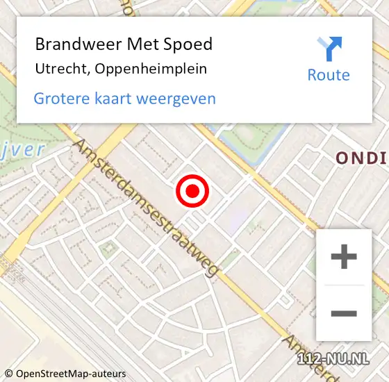 Locatie op kaart van de 112 melding: Brandweer Met Spoed Naar Utrecht, Oppenheimplein op 7 december 2022 01:34