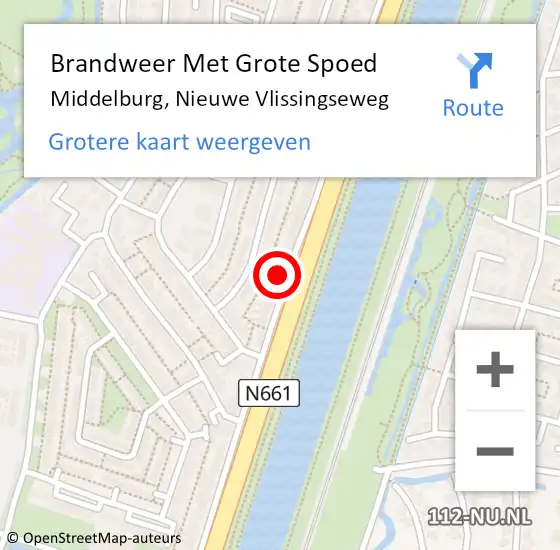 Locatie op kaart van de 112 melding: Brandweer Met Grote Spoed Naar Middelburg, Nieuwe Vlissingseweg op 7 december 2022 02:00