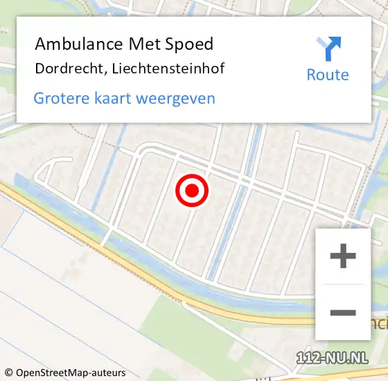 Locatie op kaart van de 112 melding: Ambulance Met Spoed Naar Dordrecht, Liechtensteinhof op 7 december 2022 02:02