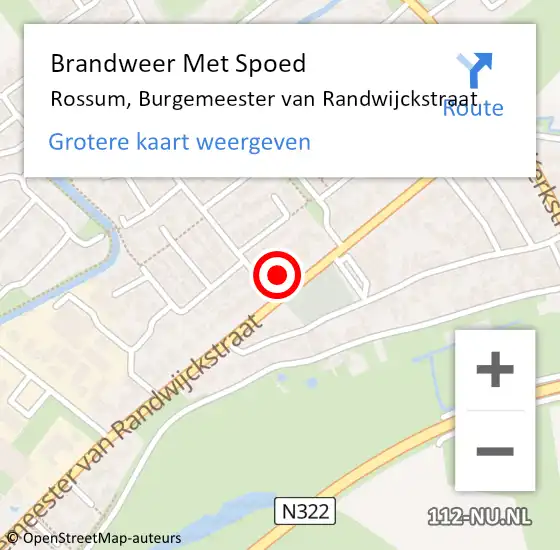 Locatie op kaart van de 112 melding: Brandweer Met Spoed Naar Rossum, Burgemeester van Randwijckstraat op 7 december 2022 02:11