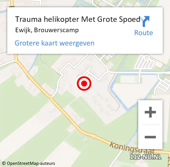 Locatie op kaart van de 112 melding: Trauma helikopter Met Grote Spoed Naar Ewijk, Brouwerscamp op 7 december 2022 02:25