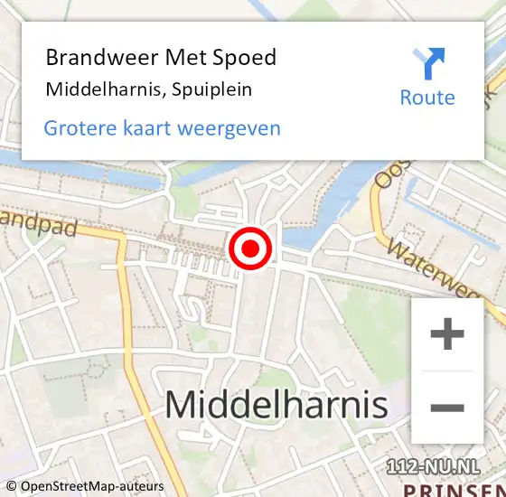 Locatie op kaart van de 112 melding: Brandweer Met Spoed Naar Middelharnis, Spuiplein op 7 december 2022 02:55