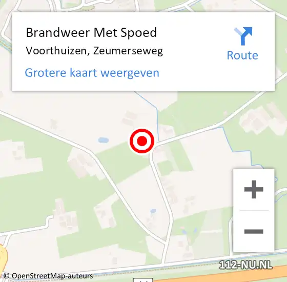 Locatie op kaart van de 112 melding: Brandweer Met Spoed Naar Voorthuizen, Zeumerseweg op 7 december 2022 03:26
