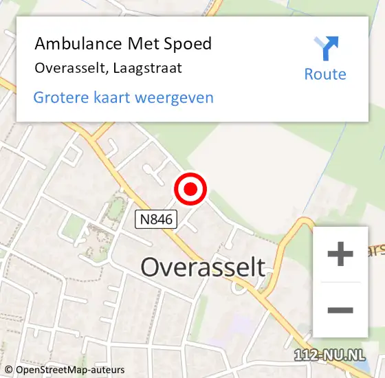 Locatie op kaart van de 112 melding: Ambulance Met Spoed Naar Overasselt, Laagstraat op 7 december 2022 03:39