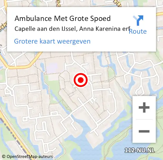 Locatie op kaart van de 112 melding: Ambulance Met Grote Spoed Naar Capelle aan den IJssel, Anna Karenina erf op 7 december 2022 04:11