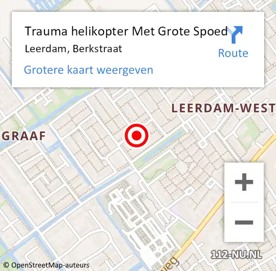 Locatie op kaart van de 112 melding: Trauma helikopter Met Grote Spoed Naar Leerdam, Berkstraat op 7 december 2022 05:08