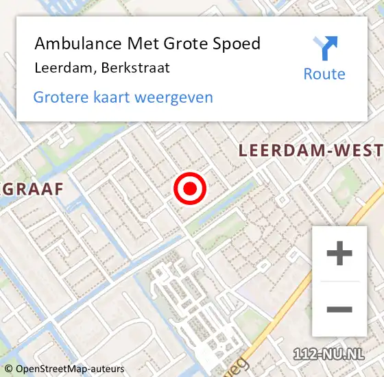 Locatie op kaart van de 112 melding: Ambulance Met Grote Spoed Naar Leerdam, Berkstraat op 7 december 2022 05:09