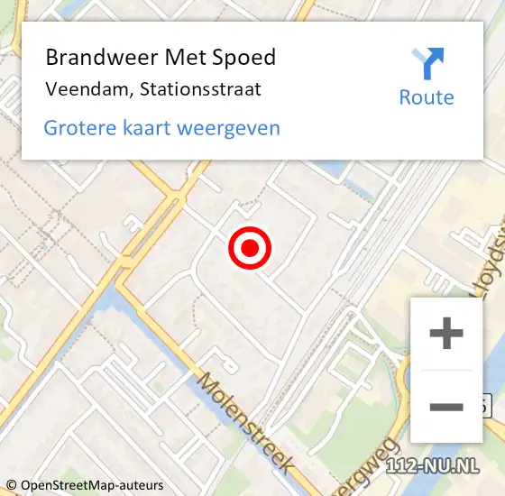 Locatie op kaart van de 112 melding: Brandweer Met Spoed Naar Veendam, Stationsstraat op 7 december 2022 05:45