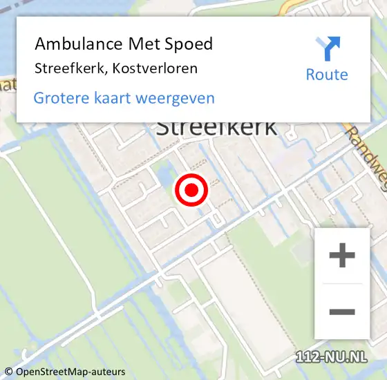 Locatie op kaart van de 112 melding: Ambulance Met Spoed Naar Streefkerk, Kostverloren op 7 december 2022 06:33