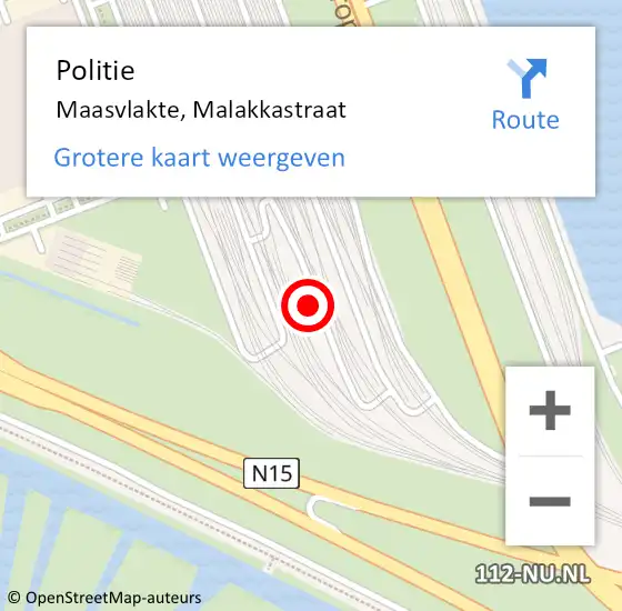 Locatie op kaart van de 112 melding: Politie Maasvlakte, Malakkastraat op 7 december 2022 06:47