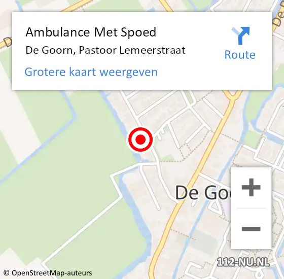 Locatie op kaart van de 112 melding: Ambulance Met Spoed Naar De Goorn, Pastoor Lemeerstraat op 7 december 2022 07:02