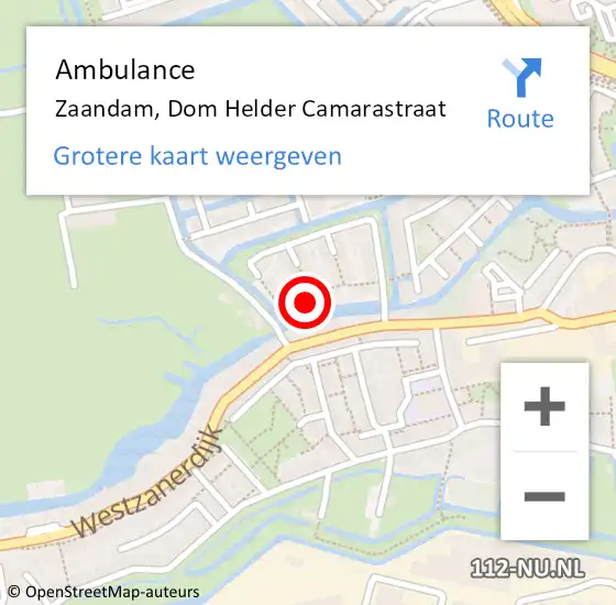 Locatie op kaart van de 112 melding: Ambulance Zaandam, Dom Helder Camarastraat op 7 december 2022 08:00