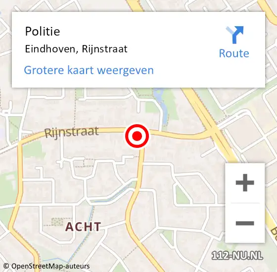 Locatie op kaart van de 112 melding: Politie Eindhoven, Rijnstraat op 7 december 2022 08:25