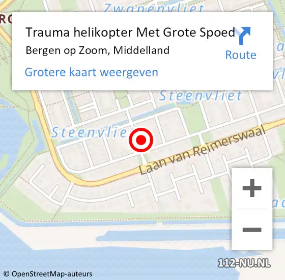 Locatie op kaart van de 112 melding: Trauma helikopter Met Grote Spoed Naar Bergen op Zoom, Middelland op 7 december 2022 08:27