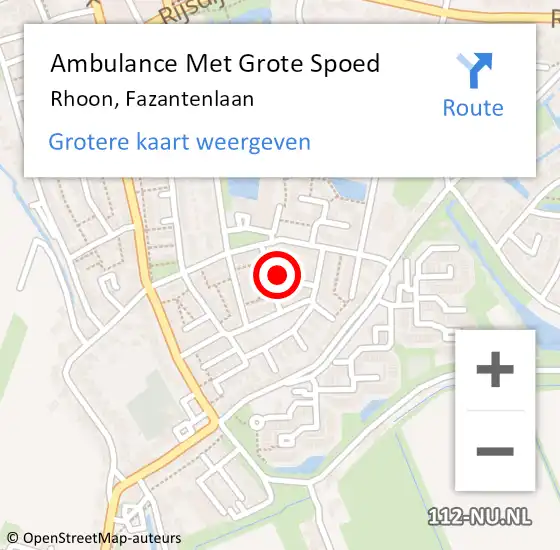 Locatie op kaart van de 112 melding: Ambulance Met Grote Spoed Naar Rhoon, Fazantenlaan op 7 december 2022 08:43