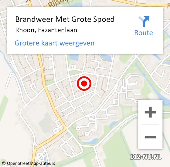 Locatie op kaart van de 112 melding: Brandweer Met Grote Spoed Naar Rhoon, Fazantenlaan op 7 december 2022 08:49