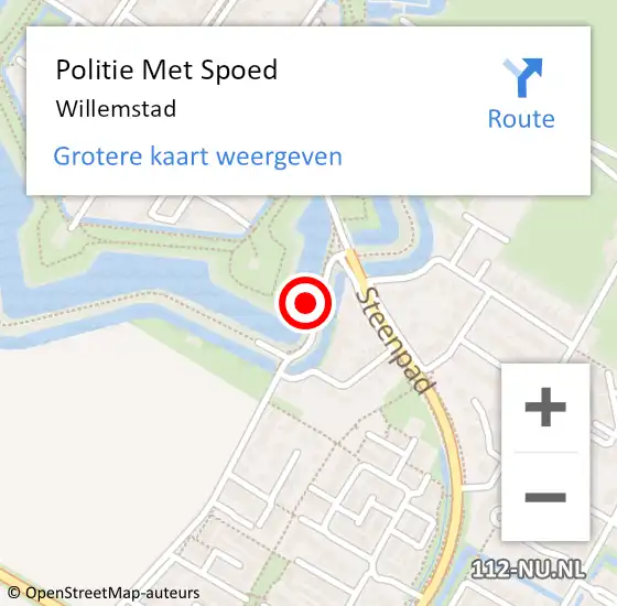 Locatie op kaart van de 112 melding: Politie Met Spoed Naar Willemstad op 7 december 2022 08:50