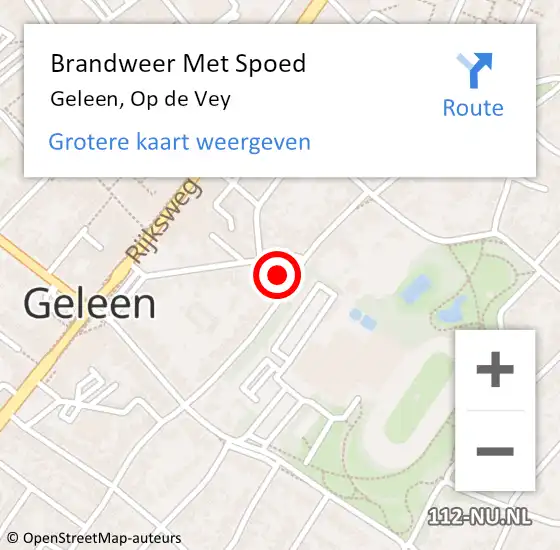 Locatie op kaart van de 112 melding: Brandweer Met Spoed Naar Geleen, Op de Vey op 7 december 2022 09:00