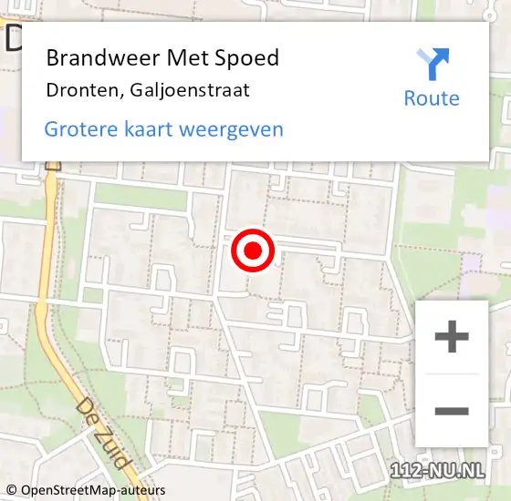 Locatie op kaart van de 112 melding: Brandweer Met Spoed Naar Dronten, Galjoenstraat op 7 december 2022 09:02