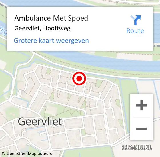 Locatie op kaart van de 112 melding: Ambulance Met Spoed Naar Geervliet, Hooftweg op 7 december 2022 09:09