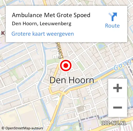 Locatie op kaart van de 112 melding: Ambulance Met Grote Spoed Naar Den Hoorn, Leeuwenberg op 7 december 2022 09:14