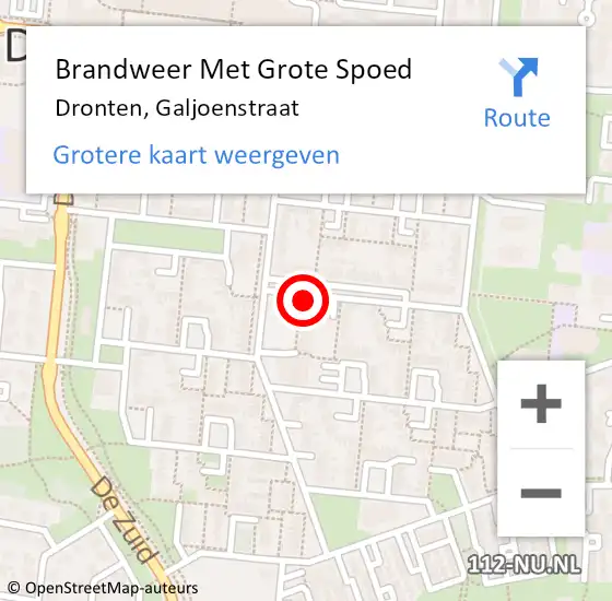 Locatie op kaart van de 112 melding: Brandweer Met Grote Spoed Naar Dronten, Galjoenstraat op 7 december 2022 09:17