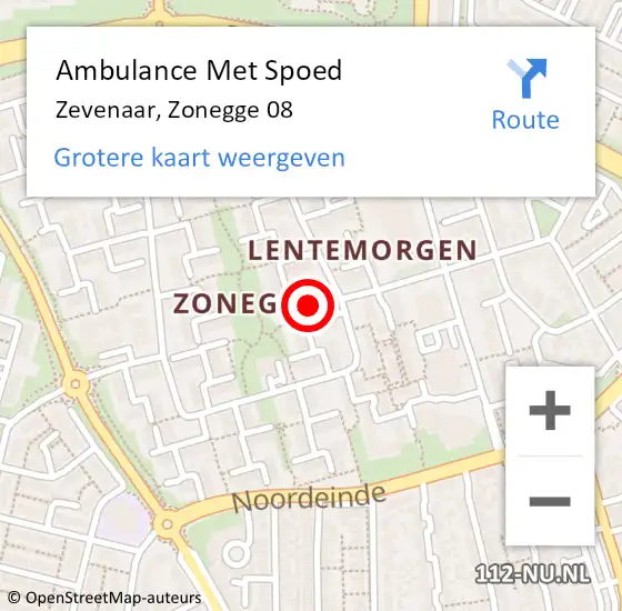 Locatie op kaart van de 112 melding: Ambulance Met Spoed Naar Zevenaar, Zonegge 08 op 7 december 2022 09:23