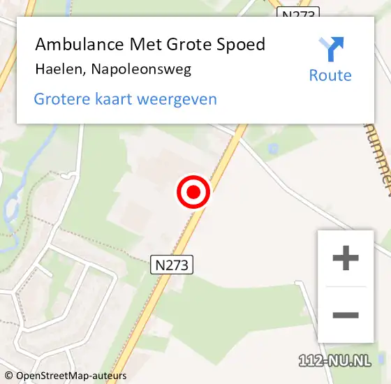 Locatie op kaart van de 112 melding: Ambulance Met Grote Spoed Naar Haelen, Napoleonsweg op 7 december 2022 09:26