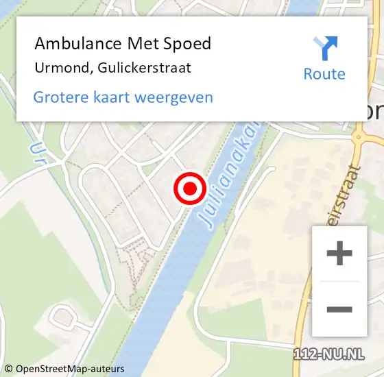 Locatie op kaart van de 112 melding: Ambulance Met Spoed Naar Urmond, Gulickerstraat op 7 augustus 2014 13:35