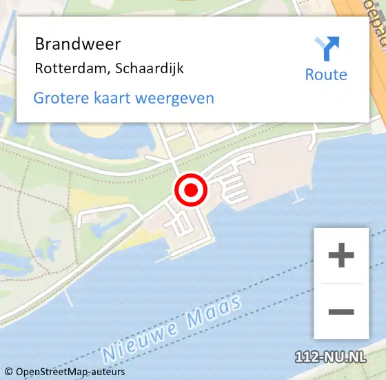 Locatie op kaart van de 112 melding: Brandweer Rotterdam, Schaardijk op 7 december 2022 09:30