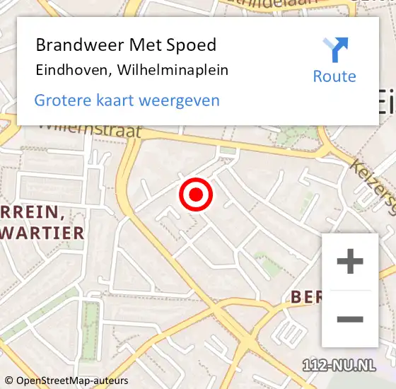 Locatie op kaart van de 112 melding: Brandweer Met Spoed Naar Eindhoven, Wilhelminaplein op 7 december 2022 09:30