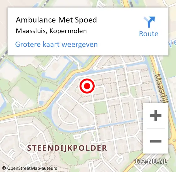 Locatie op kaart van de 112 melding: Ambulance Met Spoed Naar Maassluis, Kopermolen op 7 december 2022 09:41