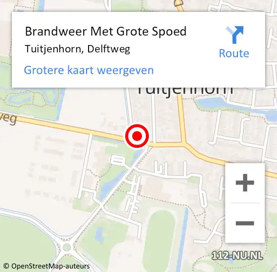 Locatie op kaart van de 112 melding: Brandweer Met Grote Spoed Naar Tuitjenhorn, Delftweg op 7 december 2022 10:22