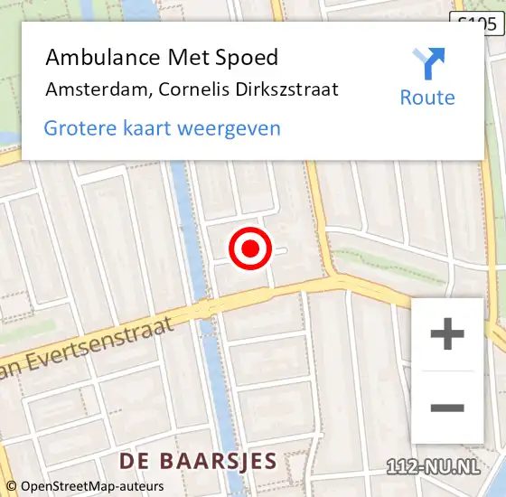 Locatie op kaart van de 112 melding: Ambulance Met Spoed Naar Amsterdam, Cornelis Dirkszstraat op 7 december 2022 10:33