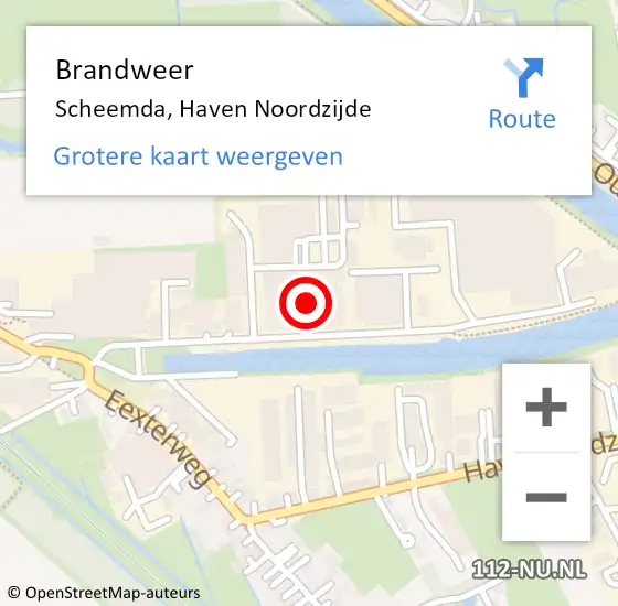 Locatie op kaart van de 112 melding: Brandweer Scheemda, Haven Noordzijde op 7 december 2022 10:43