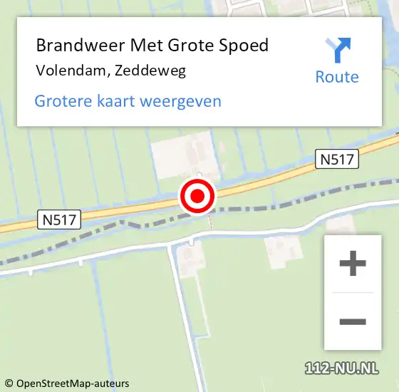 Locatie op kaart van de 112 melding: Brandweer Met Grote Spoed Naar Volendam, Zeddeweg op 7 augustus 2014 13:43