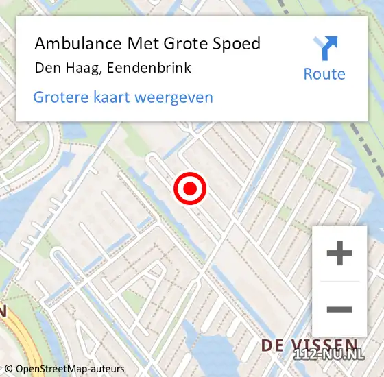 Locatie op kaart van de 112 melding: Ambulance Met Grote Spoed Naar Den Haag, Eendenbrink op 7 december 2022 10:57