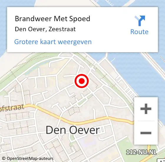 Locatie op kaart van de 112 melding: Brandweer Met Spoed Naar Den Oever, Zeestraat op 7 december 2022 11:04